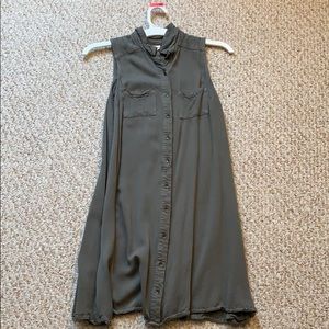 Army green button down dress